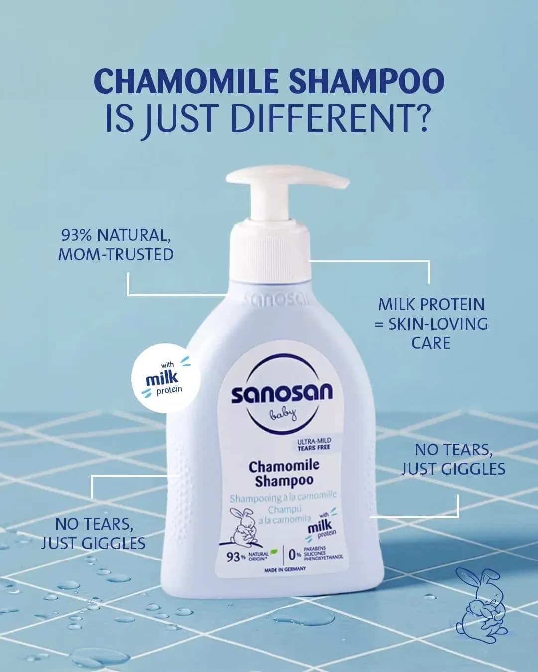 سانوسان بيبي شامبو بالكاموميل لتنظيف وتهدئة بشرة الطفل وشعره | 200 مل - Hover