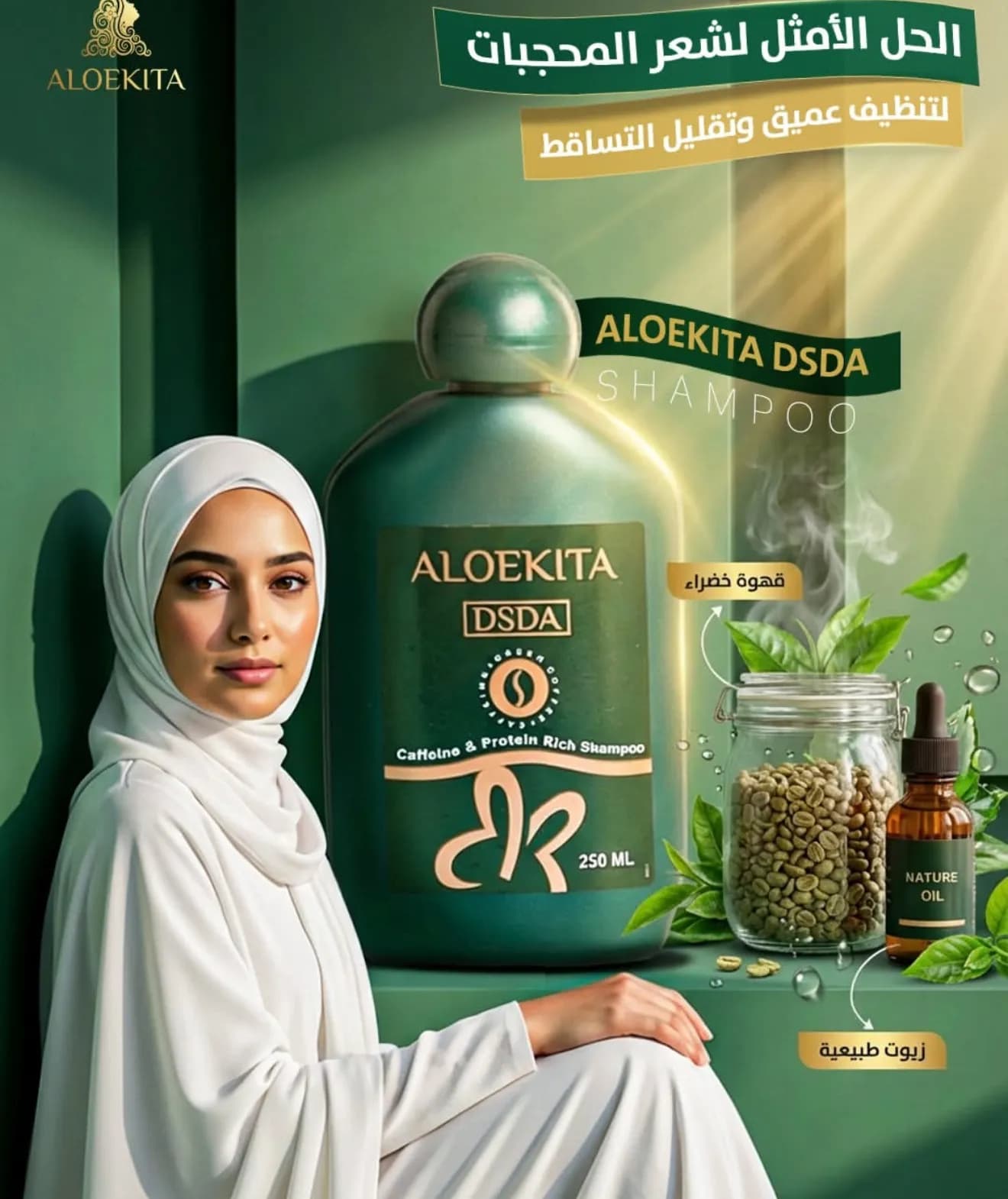 شامبو الوكيتا للمحجبات بالكافيين والبروتين لمنع تساقط الشعر 250 مل - Hover