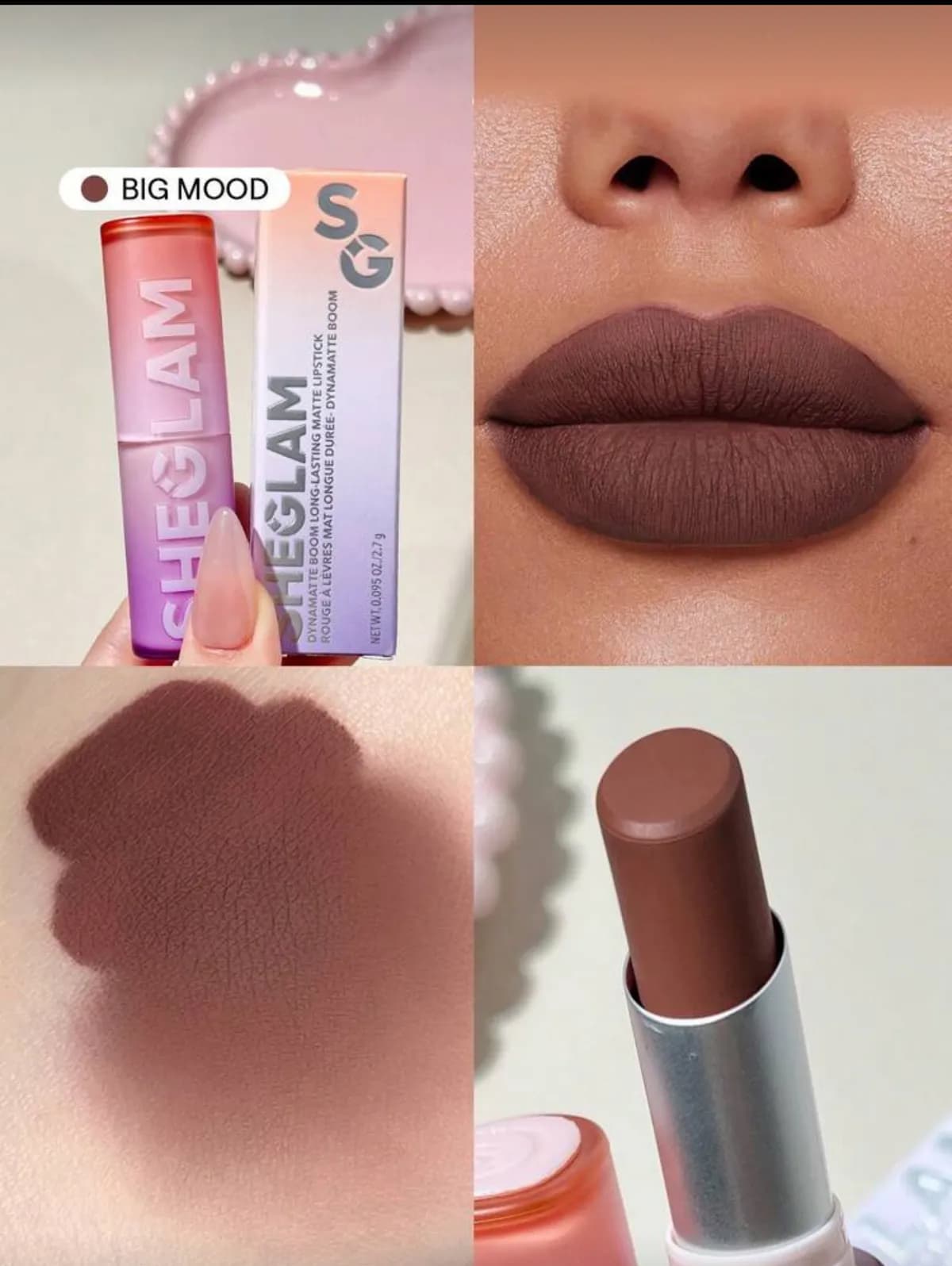 أحمر شفاه مطفي طويل الثبات لون(Big Mood Deep chocolate SHEGLAM) - Hover